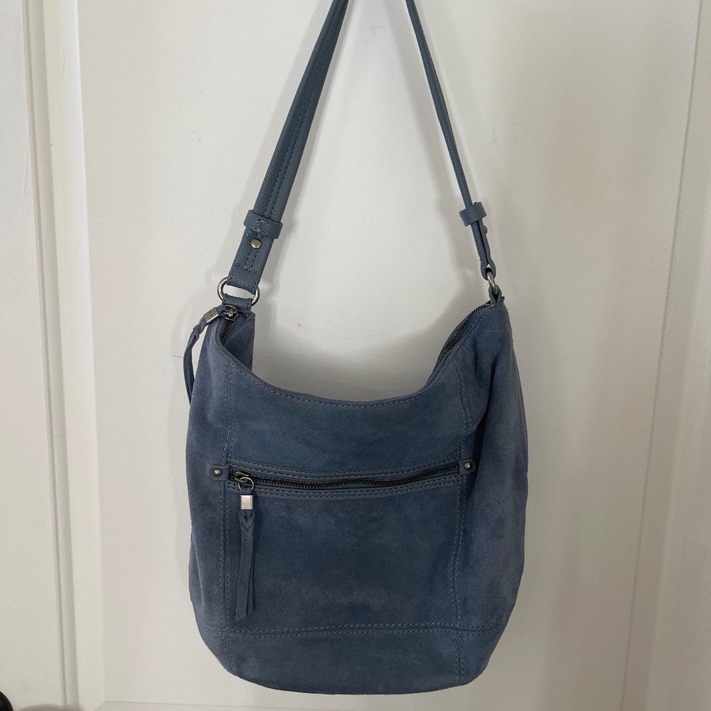 the sak denim blue shoulder bag suede